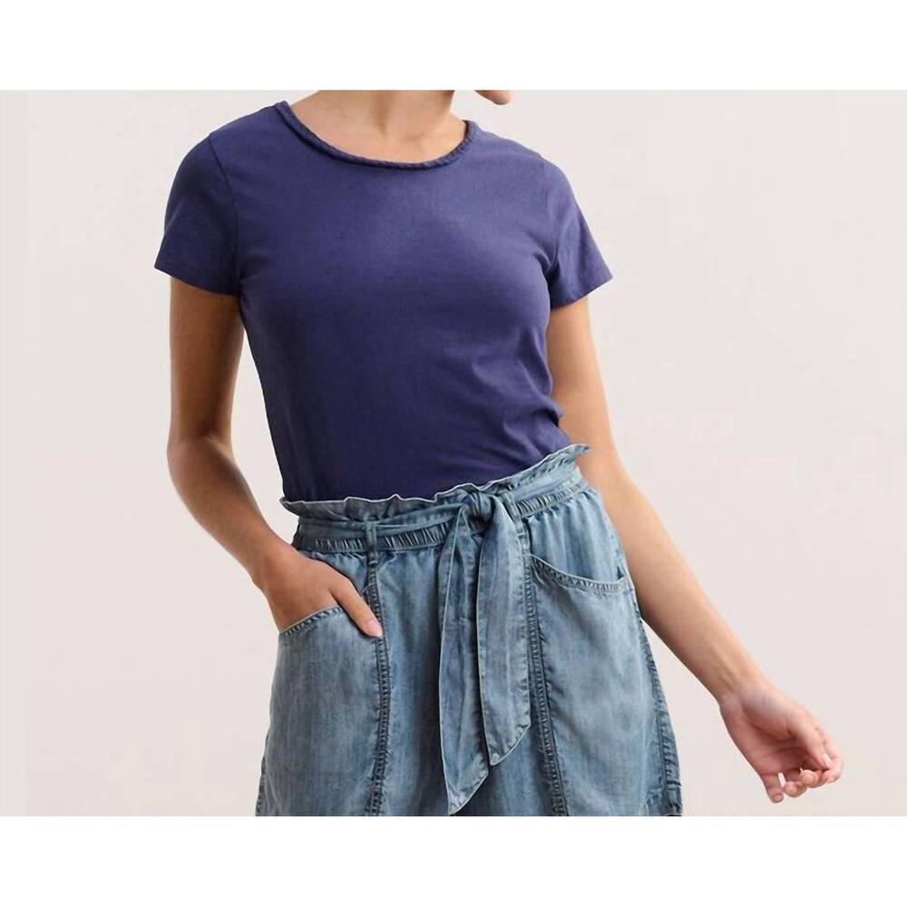 NEW HATLEY braided neck tee in navy